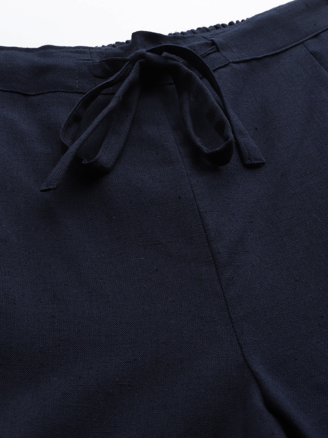 Yufta Navy Blue Cotton Fit Trousers  Grab2Buy Yufta Grab2Buy