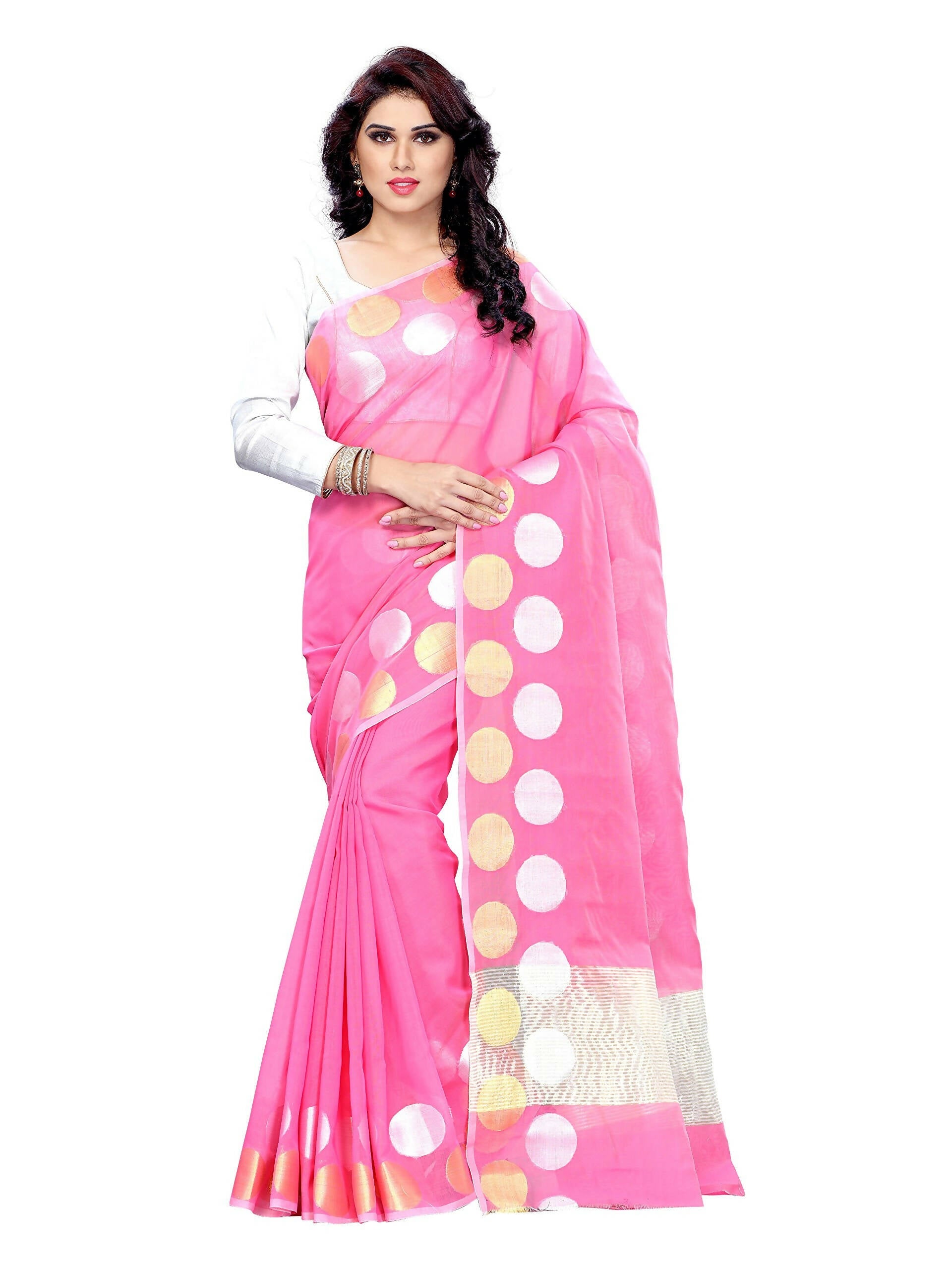Mimosa Women Cotton Art Light Pink Saree