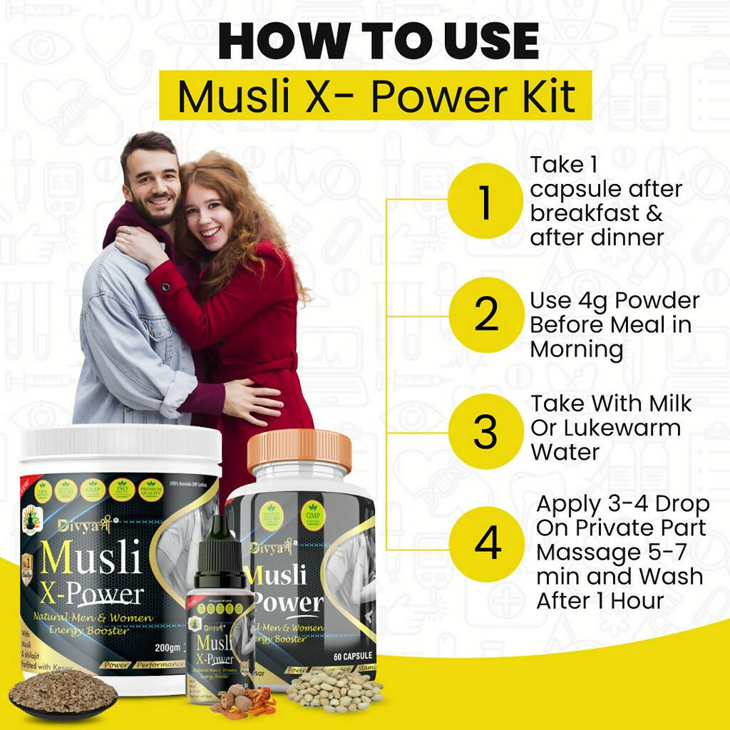 Divya Shree Musli X-Power Cap, Oil and Prash Combo 