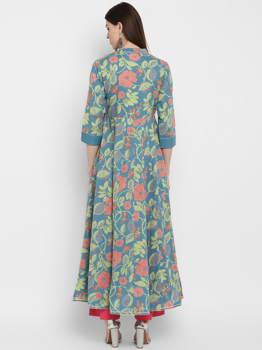 NOZ2TOZ Women Turquoise Blue Anarkali Kurta (1pc Set) 