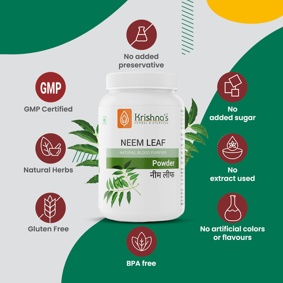 Krishna'S Herbal & Ayurveda Neem Leaf Powder 