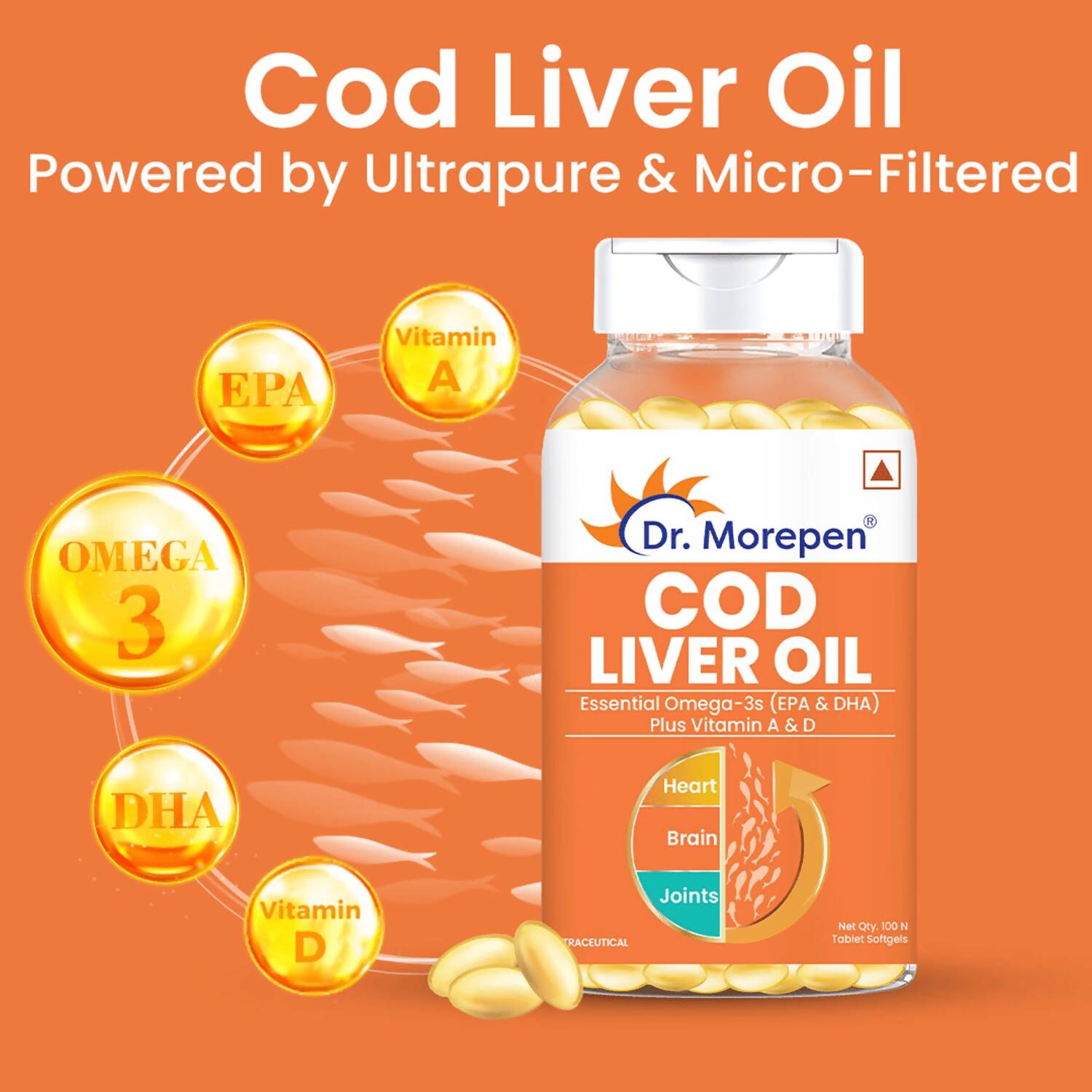 Dr. Morepen COD Liver Oil Softgels and Omega 3 Deep Sea Fish Oil Softgels Combo - Grab2buy