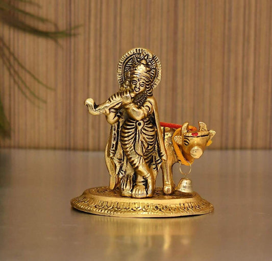 Collectible India Lord Cow Krishna Idol with Kamdhenu - Grab2buy