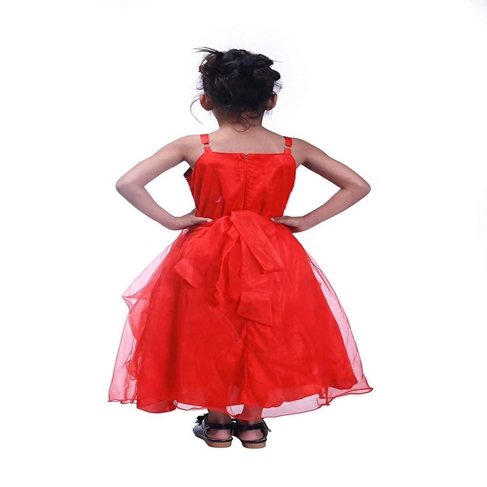 Asmaani Baby Girl's Red Colour Satin A-Line Maxi Full Length Dress (AS-DRESS_22085) - Grab2buy