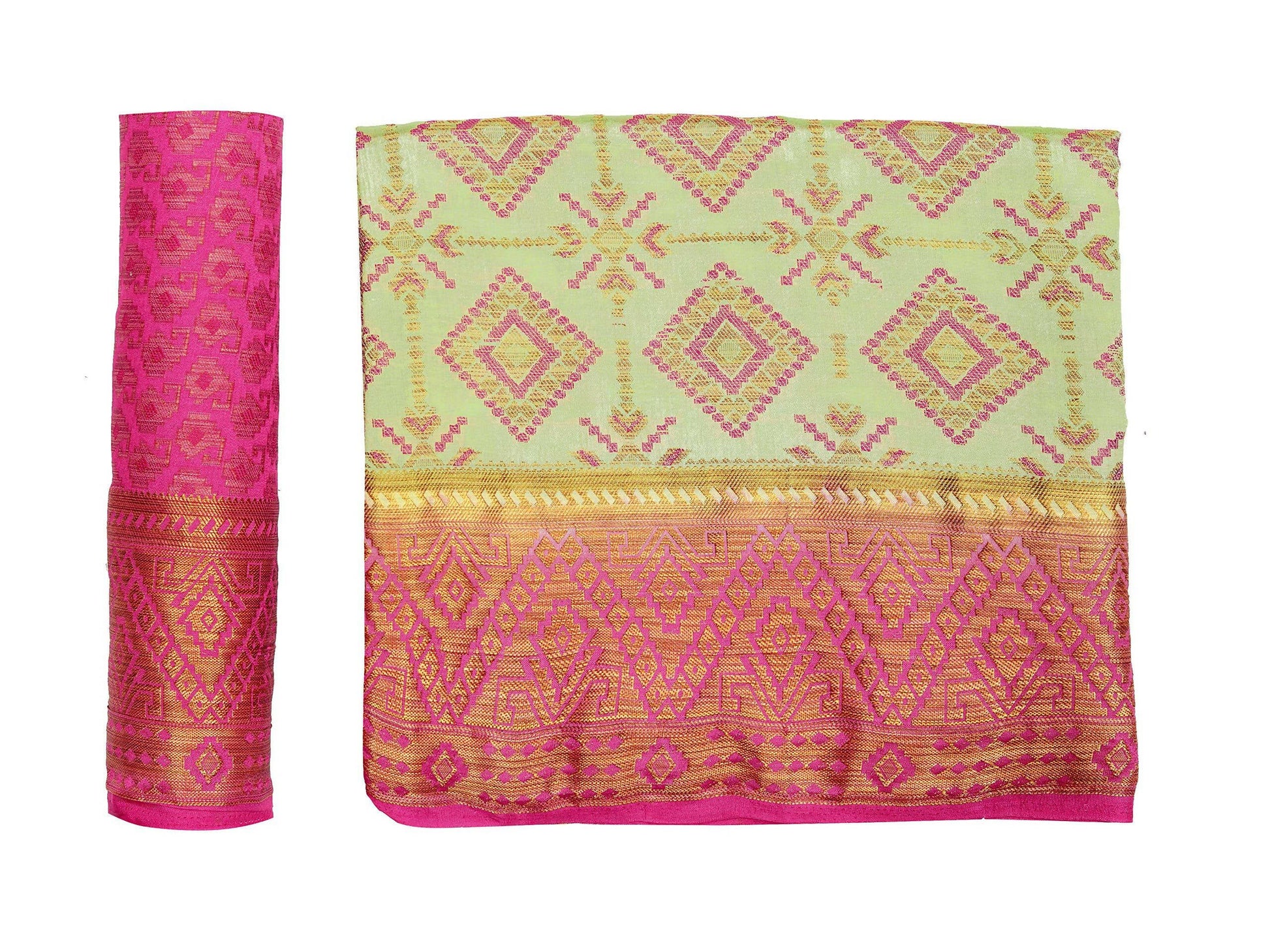 Mimosa Women's Patola Style Art Silk Green Saree