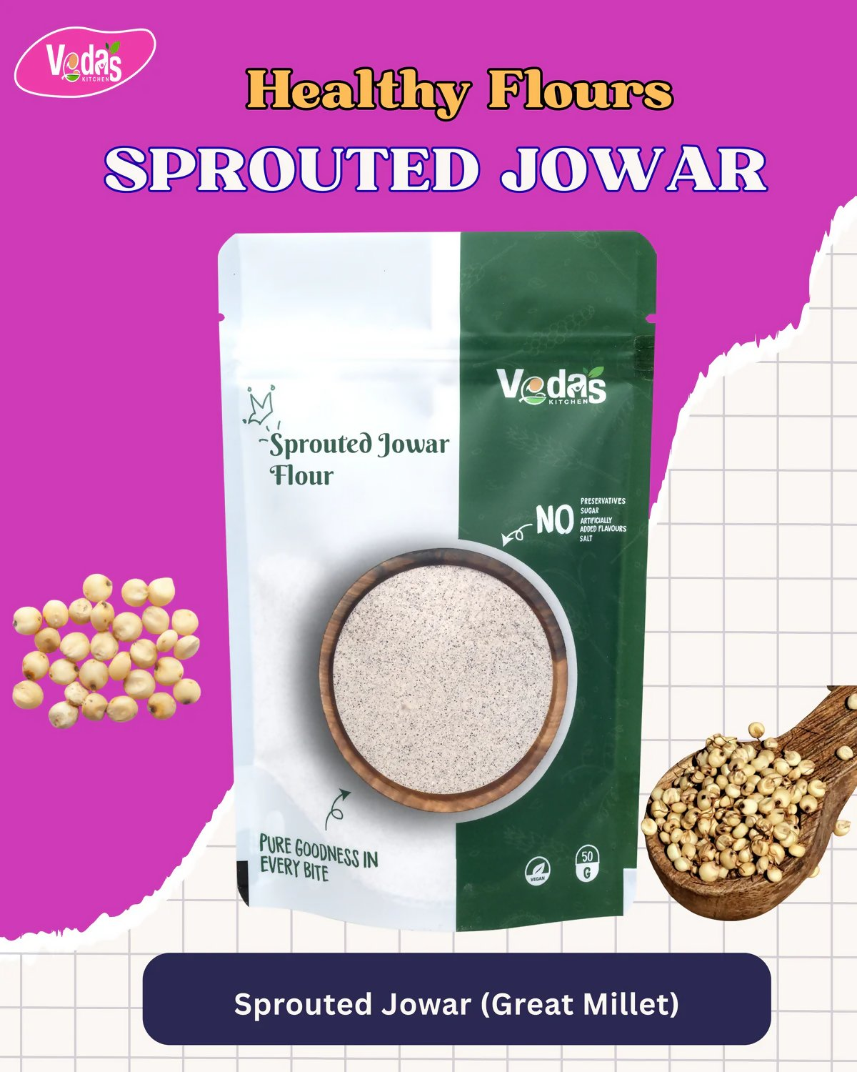 Vedas Kitchen Sprouted Jowar Flour  Grab2Buy Vedas Kitchen Grab2Buy