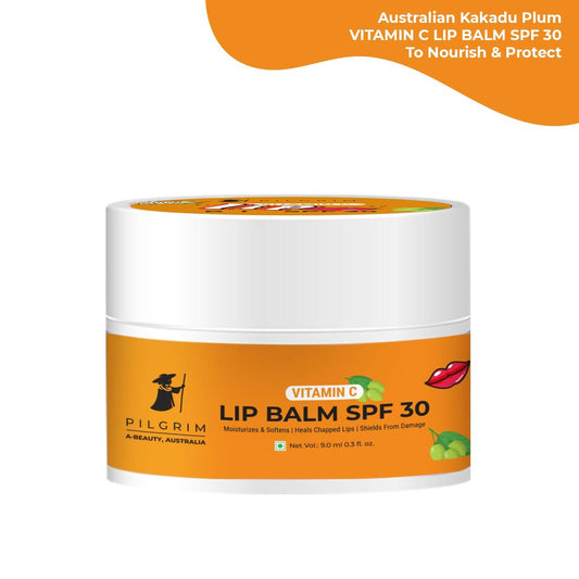 Pilgrim Vitamin C Lip Balm SPF 30 with Australian Kakadu Plum & Shea Butter For Smooth Soft Lips, Soothing & Hydrating Dry & Chapped Lips - Grab2buy