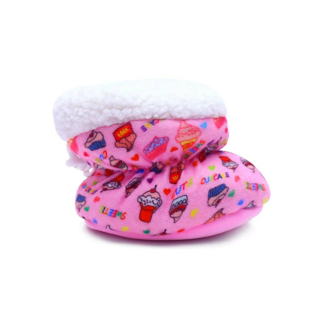Tiny Bugs Unisex Printed Winter Booties - Pink  Grab2Buy Tiny Bugs Grab2Buy