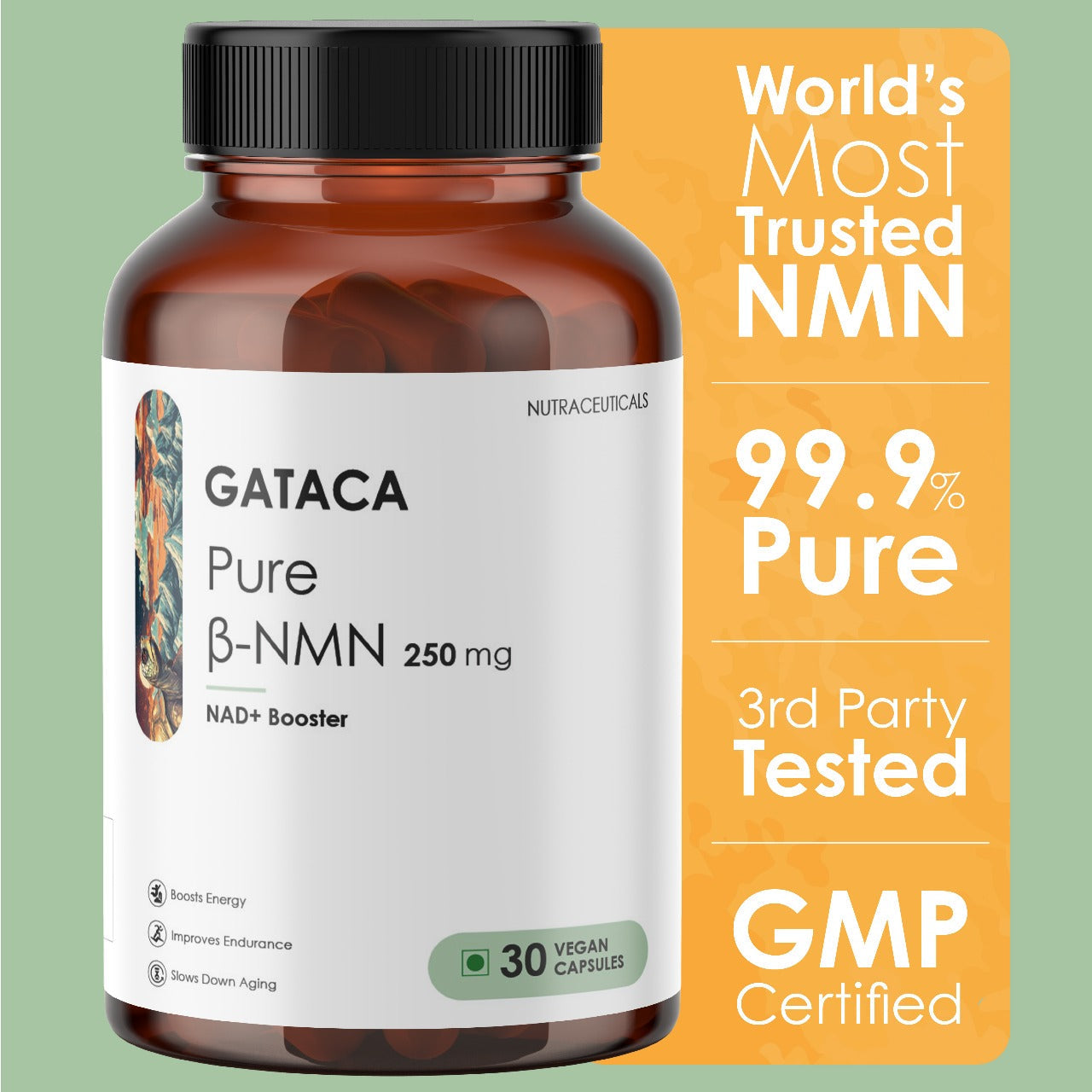 GATACA Pure β-NMN - 250 mg Capsules, Backed by 21 Patents 