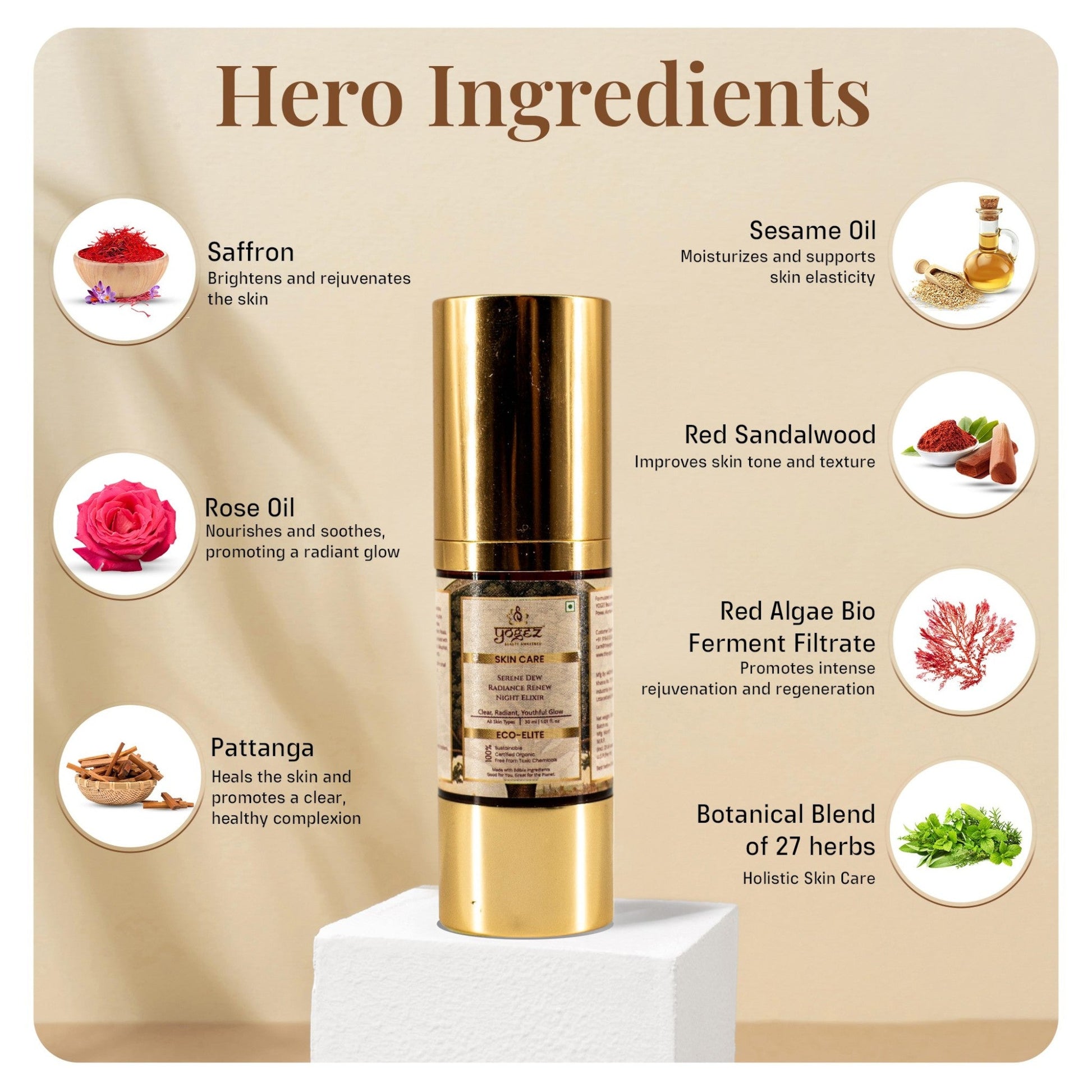Yogez Serene Dew Radiance Renew Night Elixir  Grab2Buy Yogez Grab2Buy