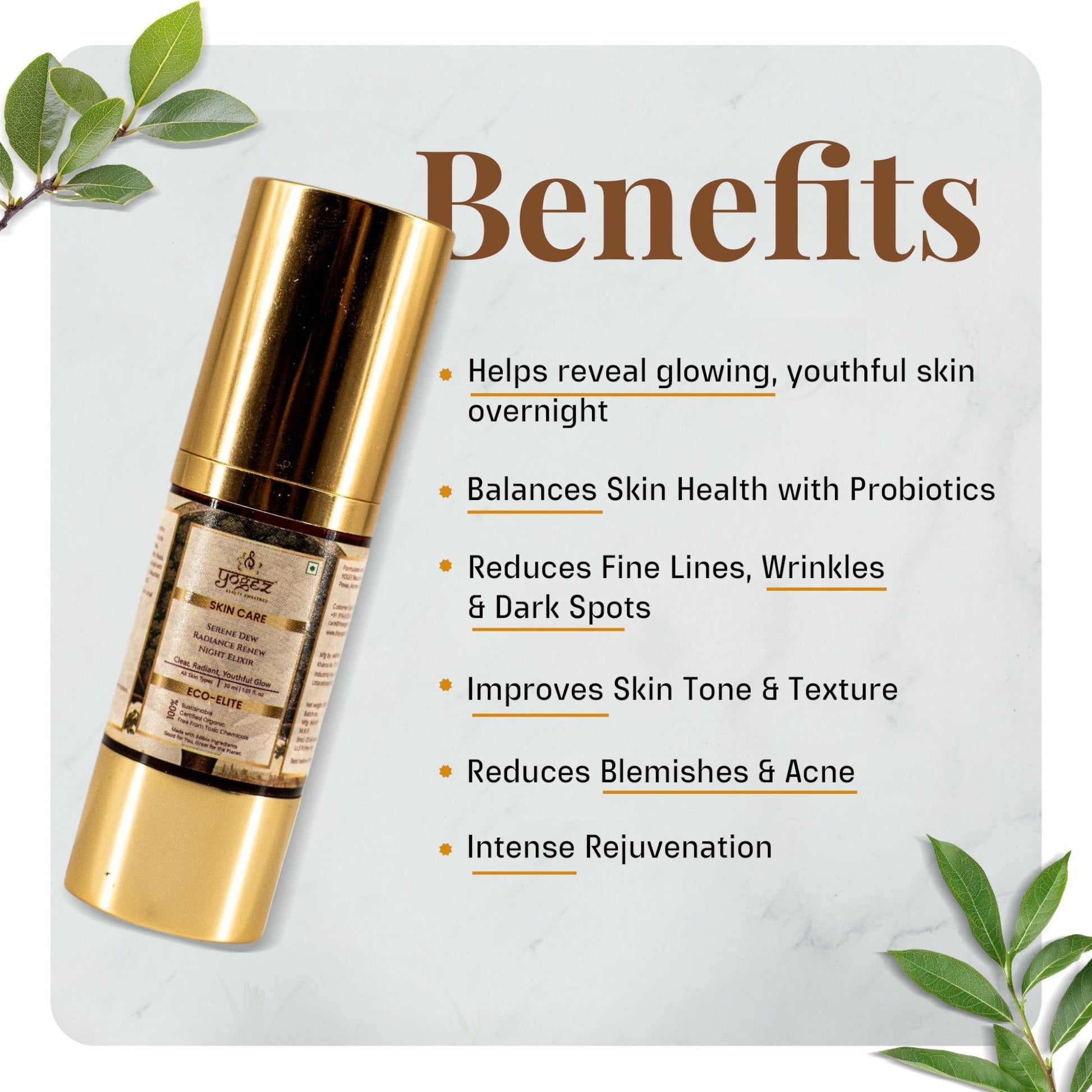 Yogez Serene Dew Radiance Renew Night Elixir  Grab2Buy Yogez Grab2Buy