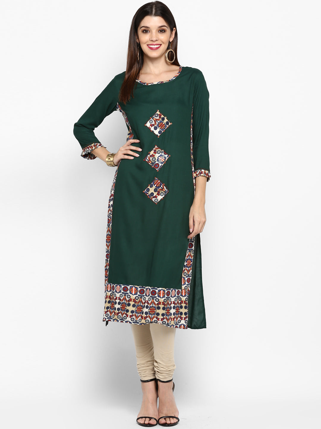NOZ2TOZ Women's Green Printed Kurta- (1pc set) 