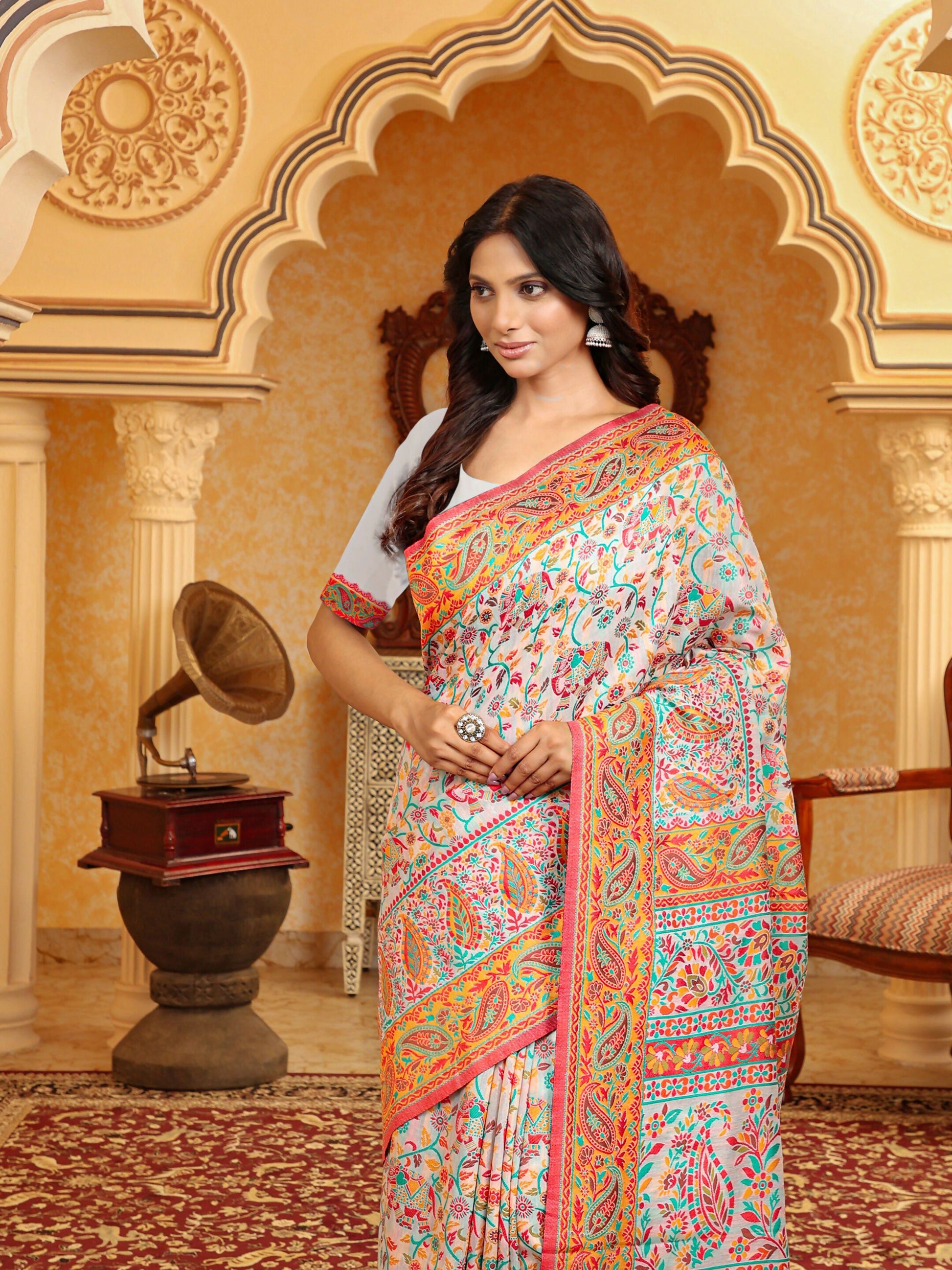 Shree Shyam Fashion Linen Cotton(Woven Work) Multicolour Saree