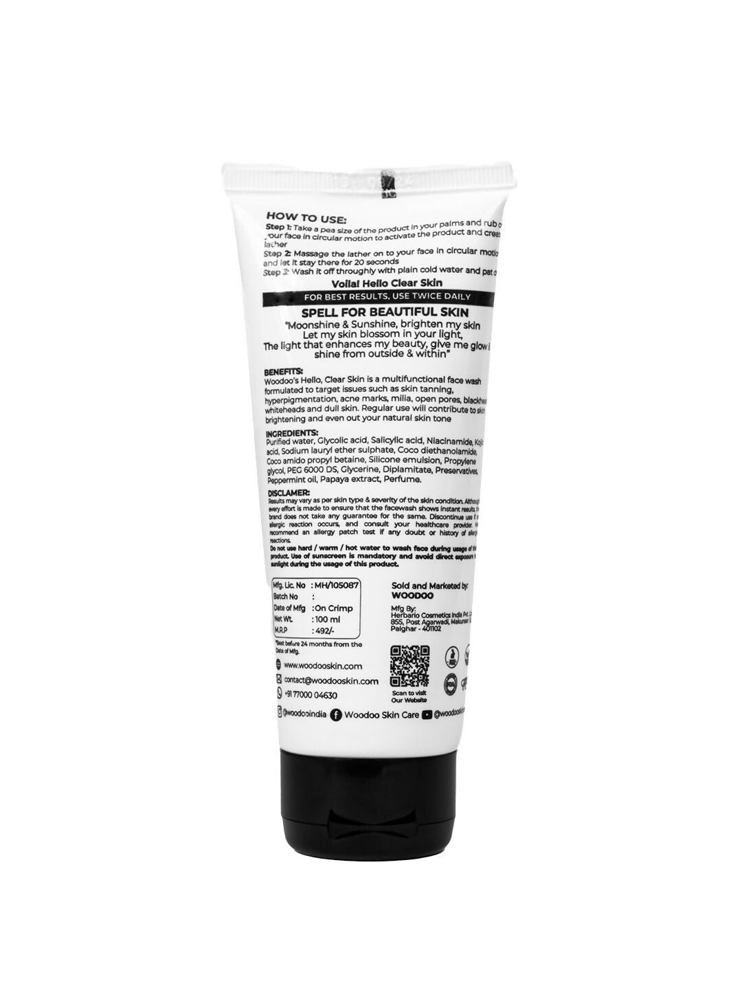 Woodoo Hello Clear Skin Everyday Skin Brightening Face Wash With Niacinamide  Grab2Buy Woodoo Grab2Buy
