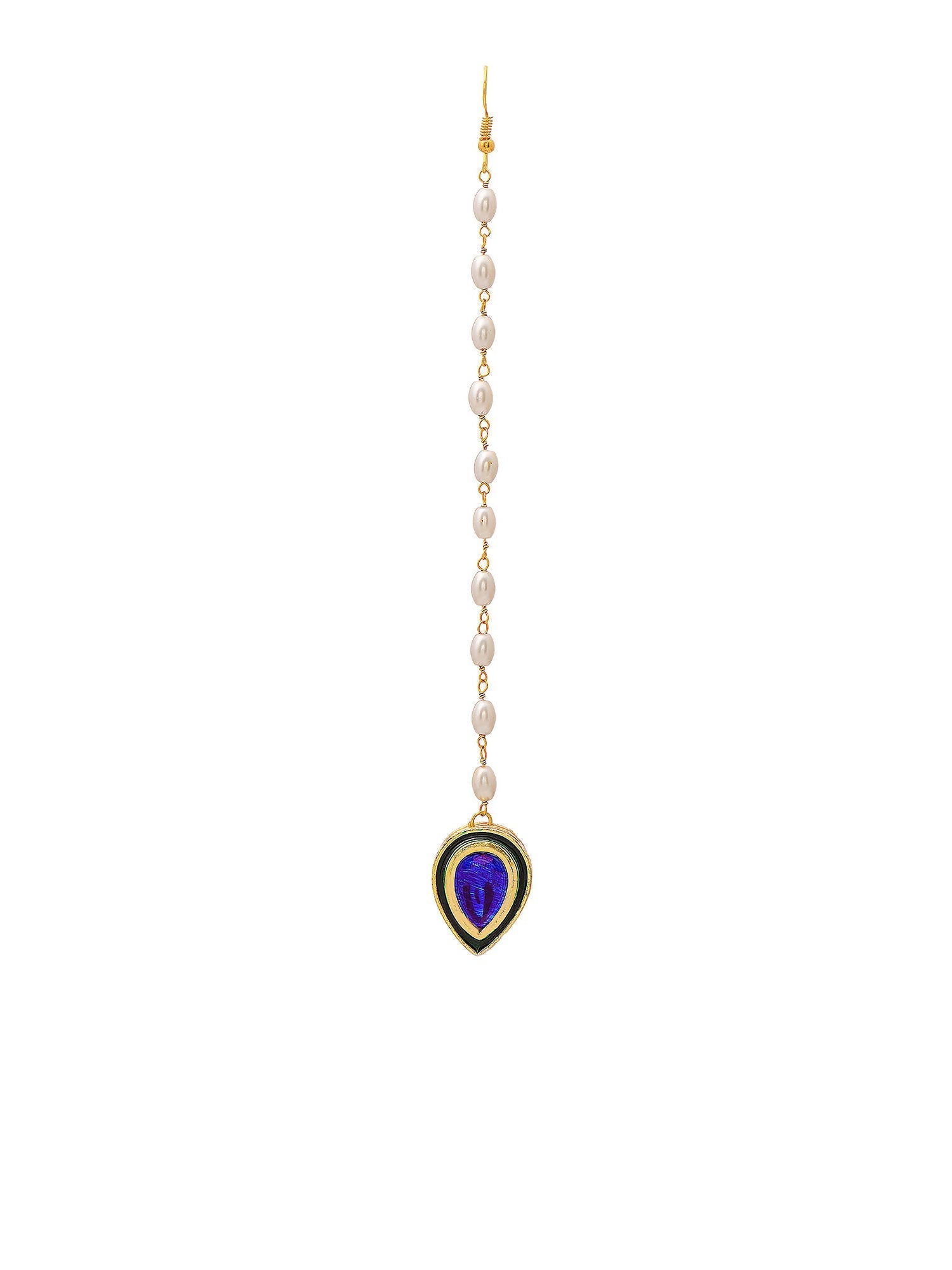 Ruby Raang Blue and Green Meenakari Kundan Maang Tikka | Swadesiicart