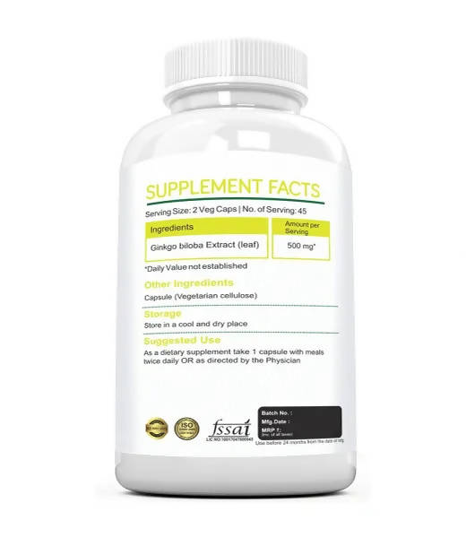 Ramini Bio Nutrition Ginkgo Biloba 500mg Veg Capsules - Grab2buy