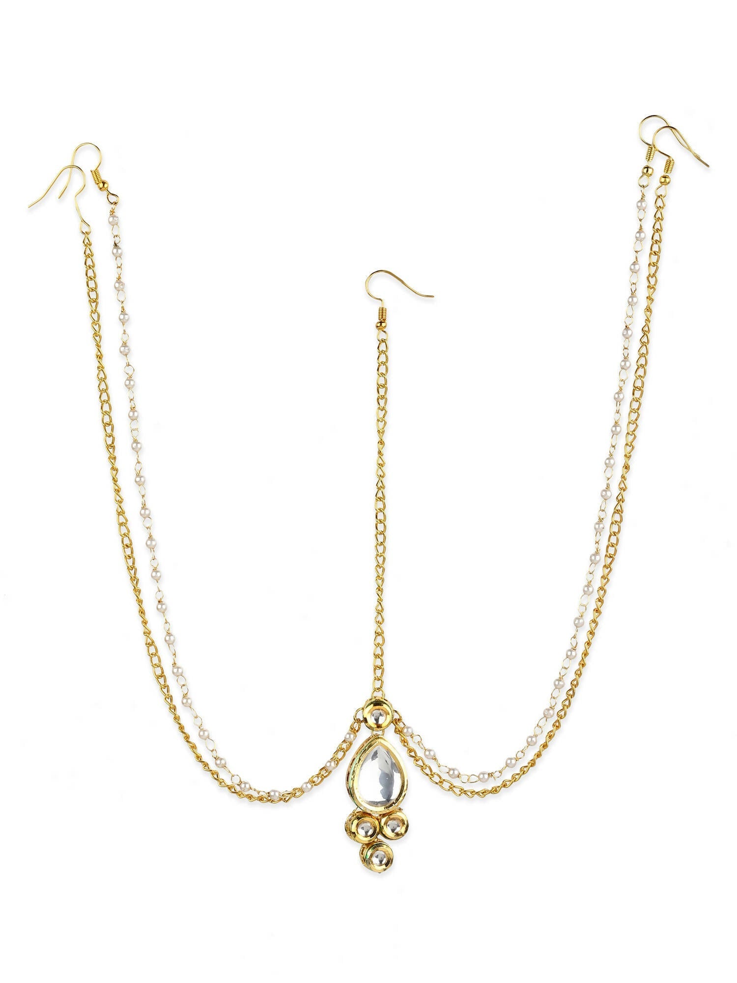 Gold-Polished Kundan Mathapatti - Ruby Raang | Swadesiicart