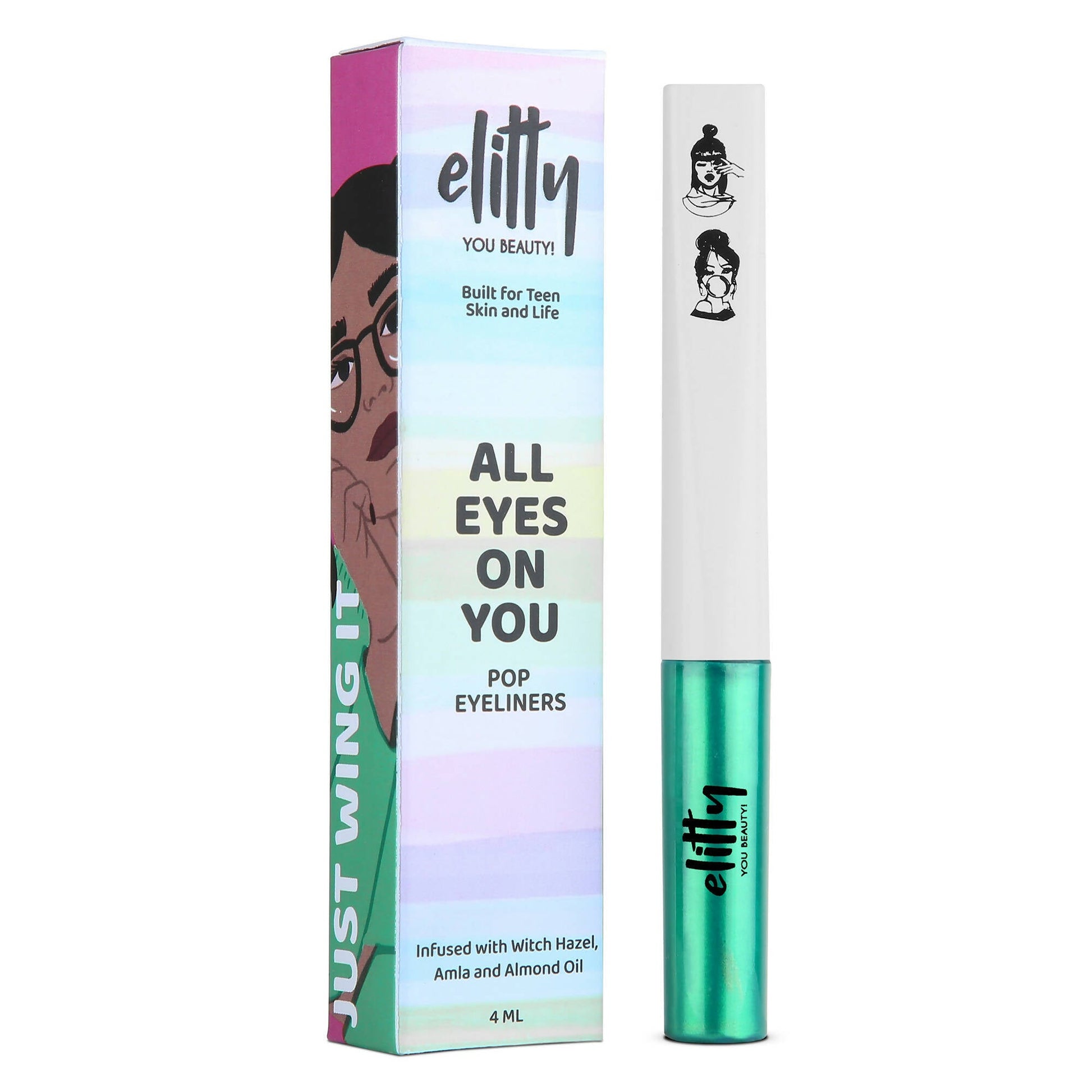 Elitty Green Pop Color Metallic Finish Liquid Eyeliner - Power Move (Emerald)