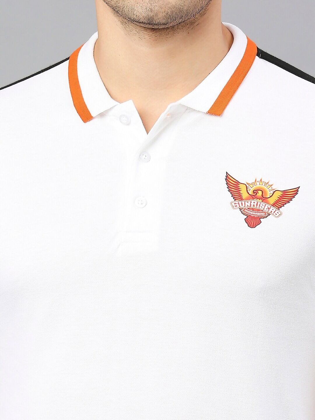 Fancode Sunrisers Hyderabad IPL Printed Polo Collar Cotton Sports T-shirt