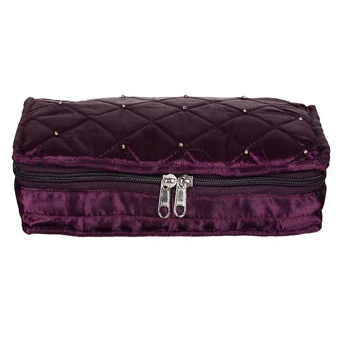 Asmaani 7 Pocket Wine Satin Jewellery Kit