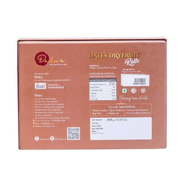 Dadu's Dates Dryfruit Roll 