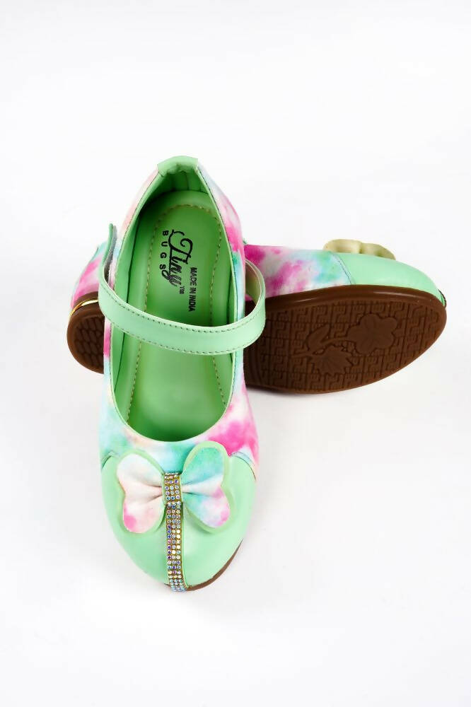 Tiny Bugs Girls Bow Embellished Party Wear Ballerinas - Multi  Grab2Buy Tiny Bugs Grab2Buy