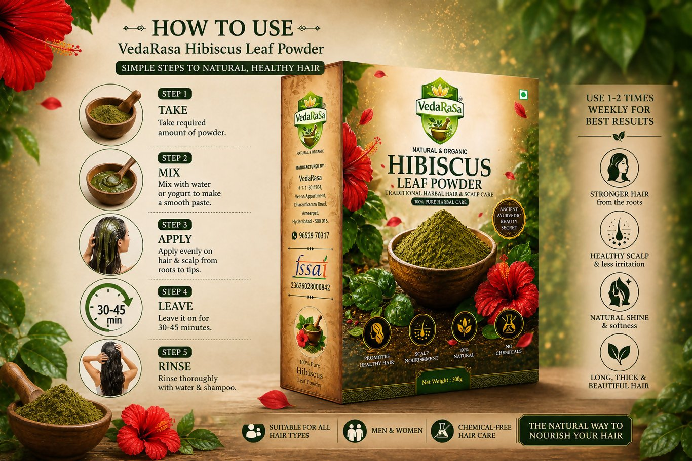 VedaRasa Dried Hibiscus Leaf Powder  Grab2Buy VedaRasa Grab2Buy