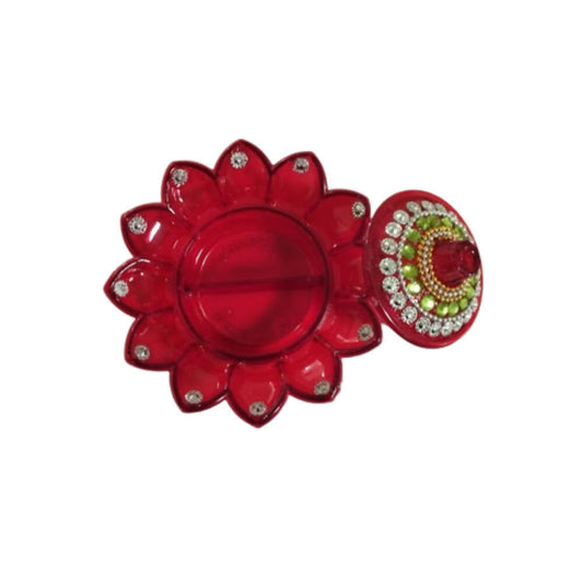Flower Shape Design Red Color Kumkum Box - Grab2buy