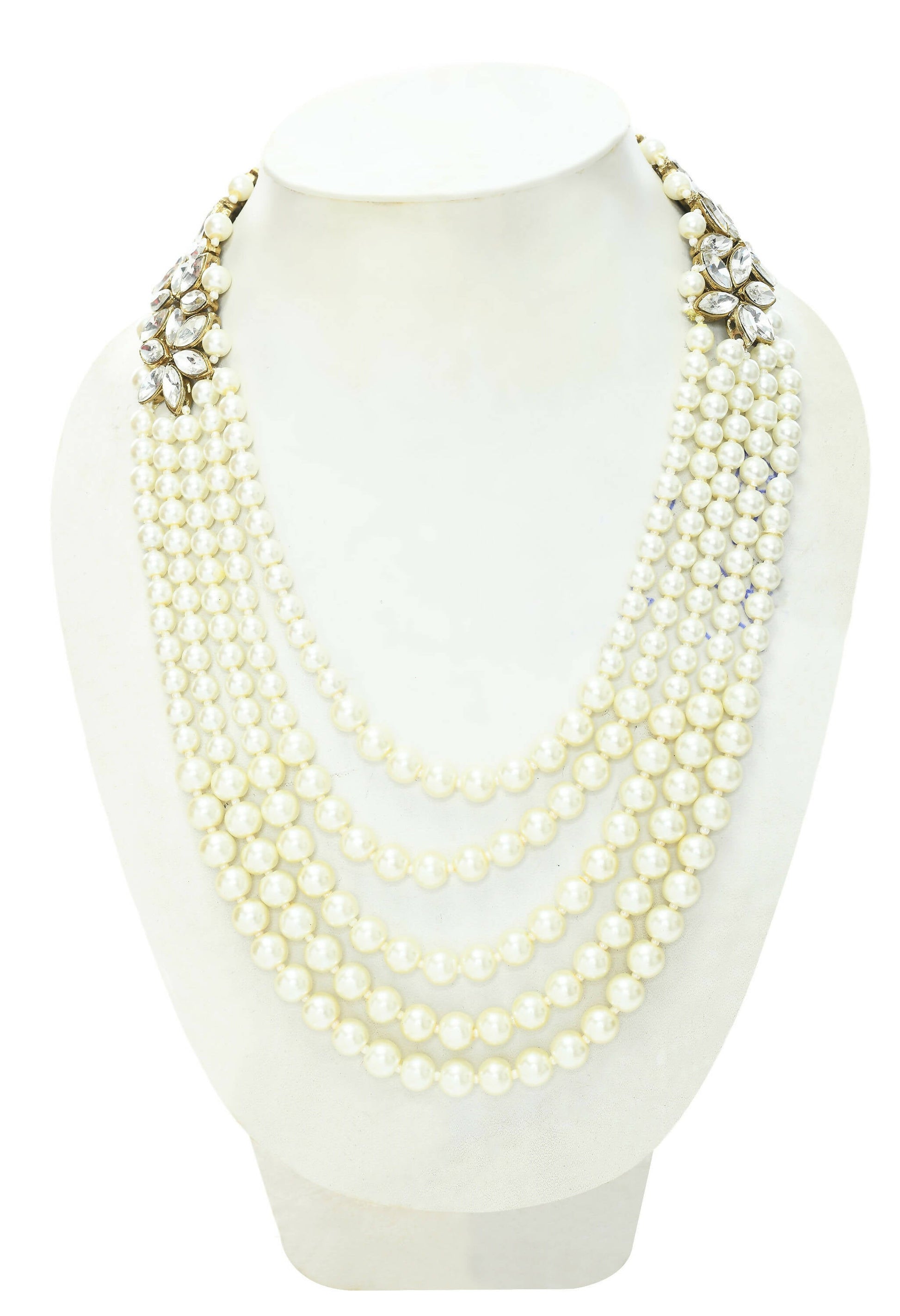 Mominos Fashion Johar Kamal Gold-Plated Rani Haar with White and Off white Pearls Jewellery Set - Grab2buy