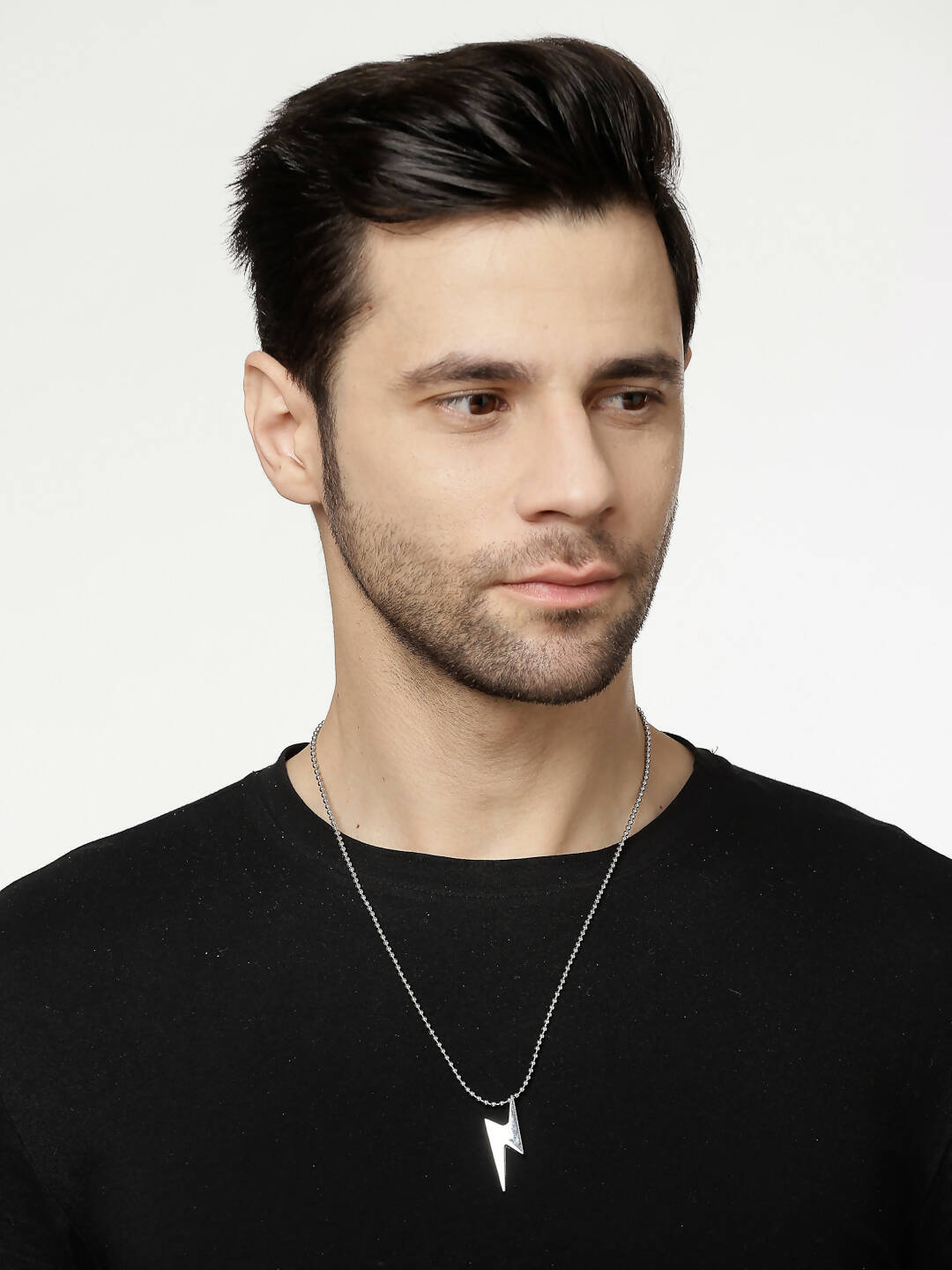 NVR Men Silver Plated Flash Pendent With Chain 