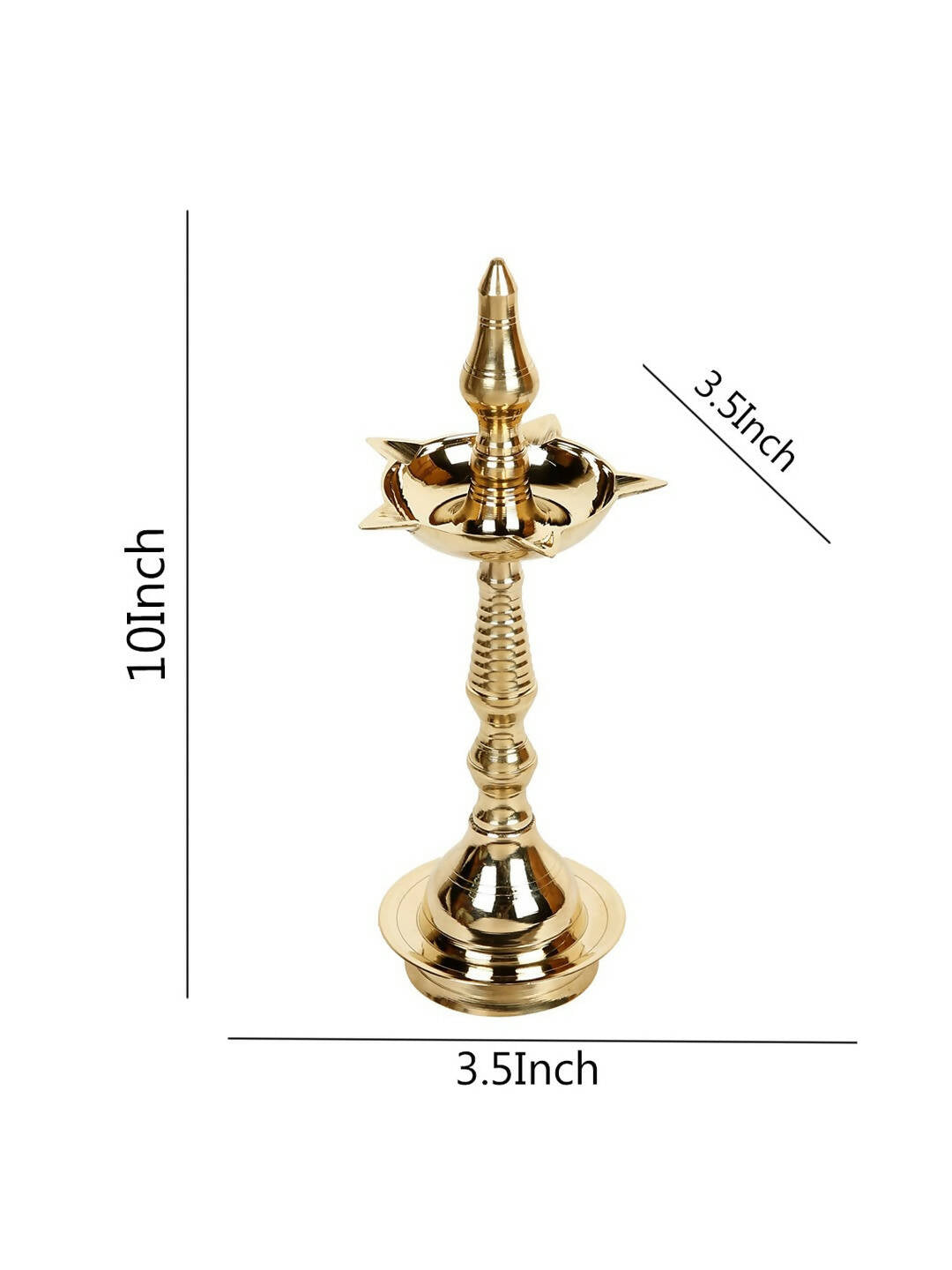 CraftVatika Gold-Toned Brass Kerala Diya Oil Lamp Stand 