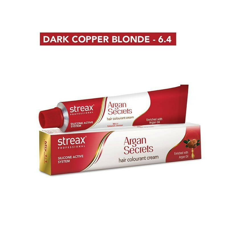 Streax Professional Argan Secrets Hair Colourant Cream - Dark Copper Blonde 6.4 