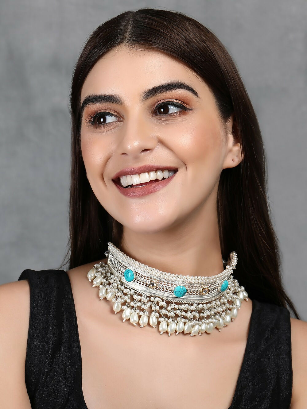 Joban Fashion Women White Beads Style Silver Tone Necklace | Grab2Buy