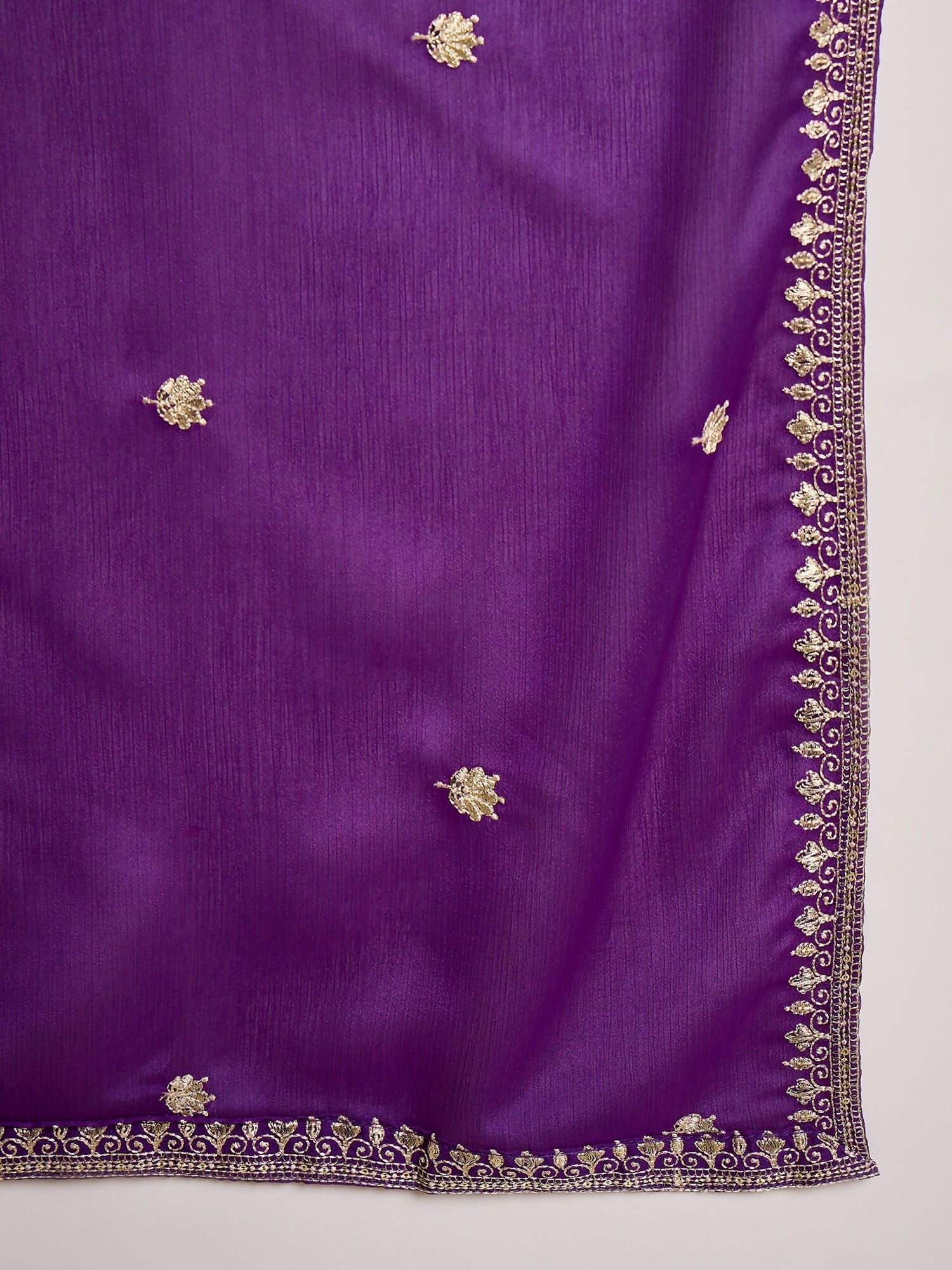 Joban Fashion Embroidery Purple Chinon Silk Kurta Set
