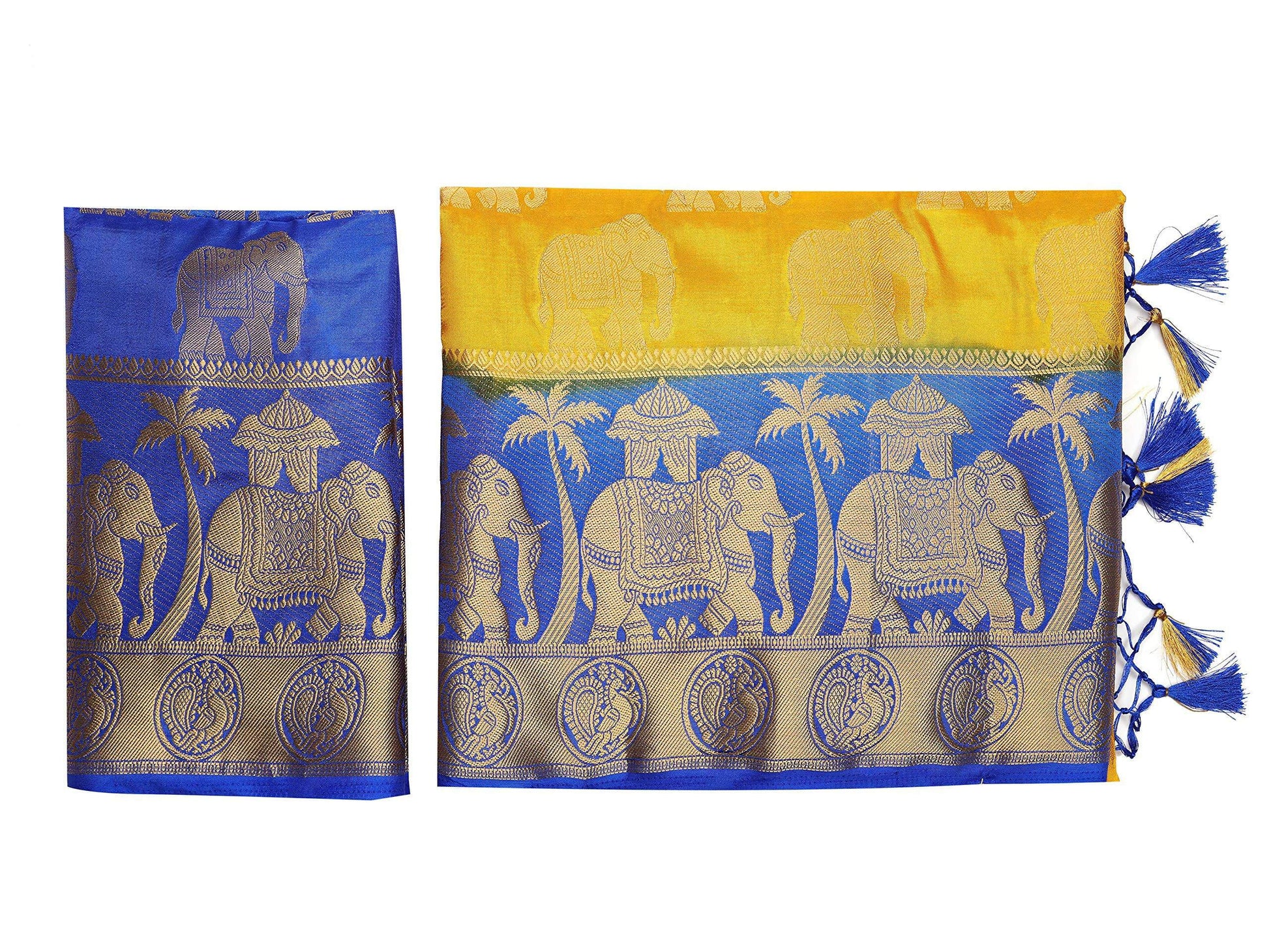 Mimosa Women's Gold Kanjivaram Art Silk Saree