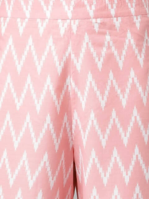FIORRA Women's Baby Pink Cotton A-Line Kurta Set 