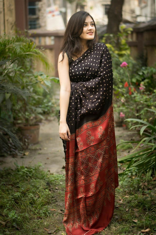 Aayaa Designer Printed Satin Saree - Multi Color