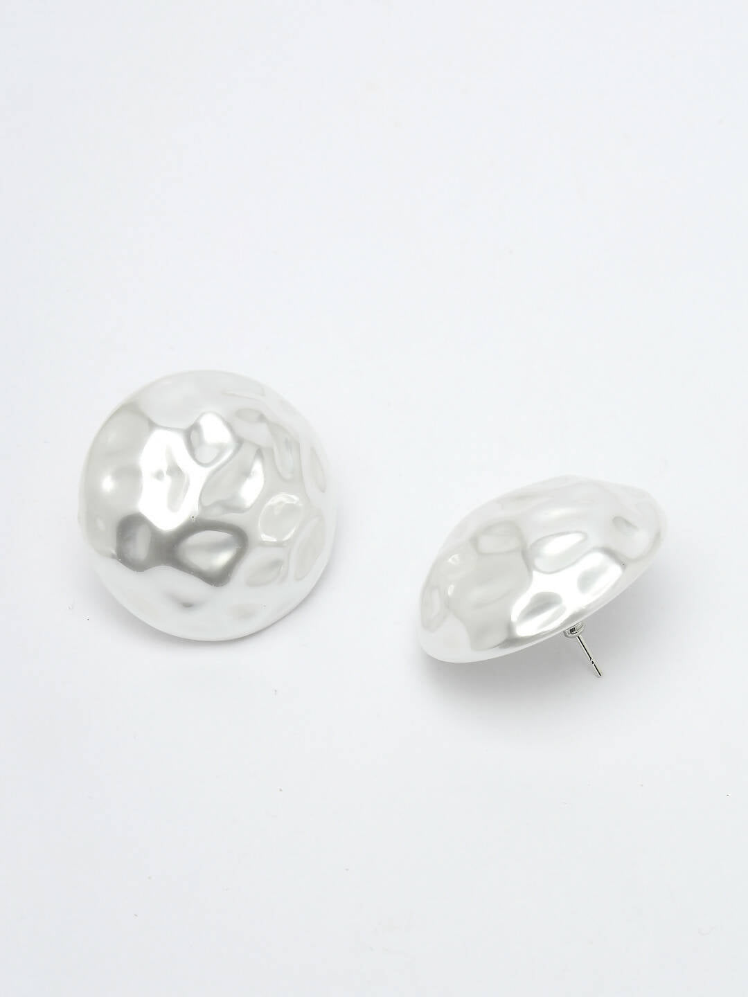 NVR Women's White Color Moon Stud Earrings 