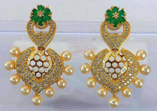 Ad Emerald Designer Pearls Earrings - Grab2buy