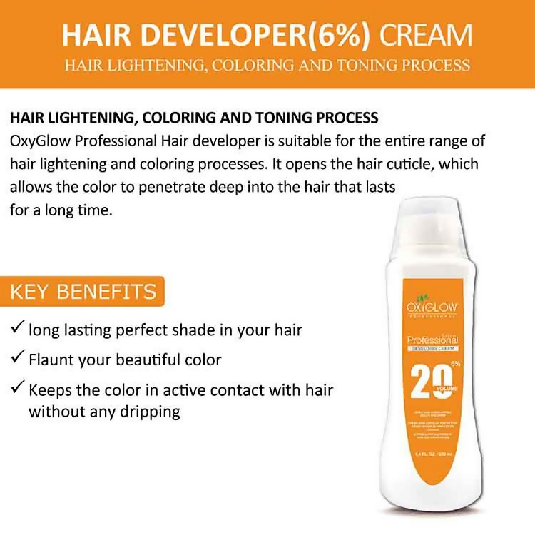 Oxyglow Herbals Professional Hair Color Developer - 20 Volume (6%) Orange 