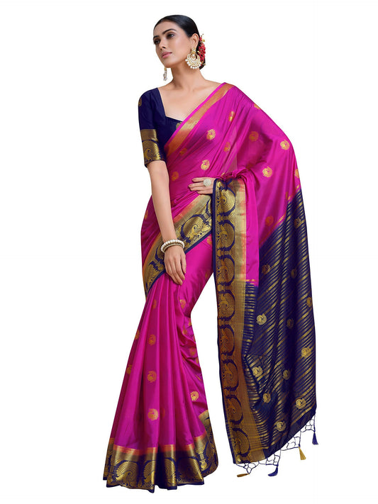 Mimosa Women's Pink Mysore Silk Crepe Saree