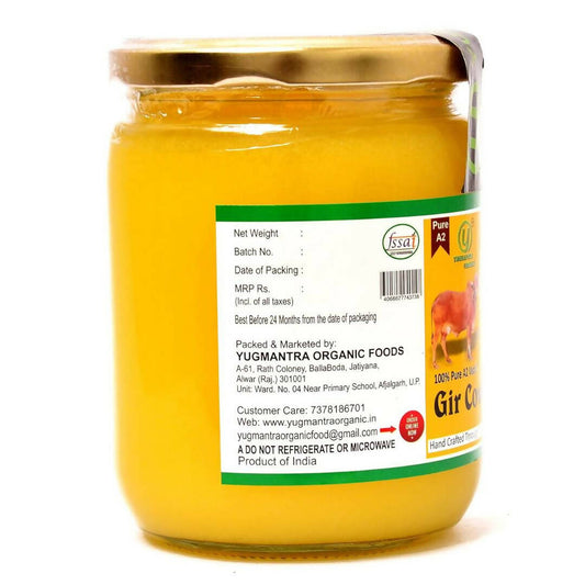 Yugmantra Organic A2 Gir Cow Ghee | Traditional Vedic Bilona Method | Handmade Curd Churned | Pure A2 Cow Ghee, Natural & Healthy - Grab2buy