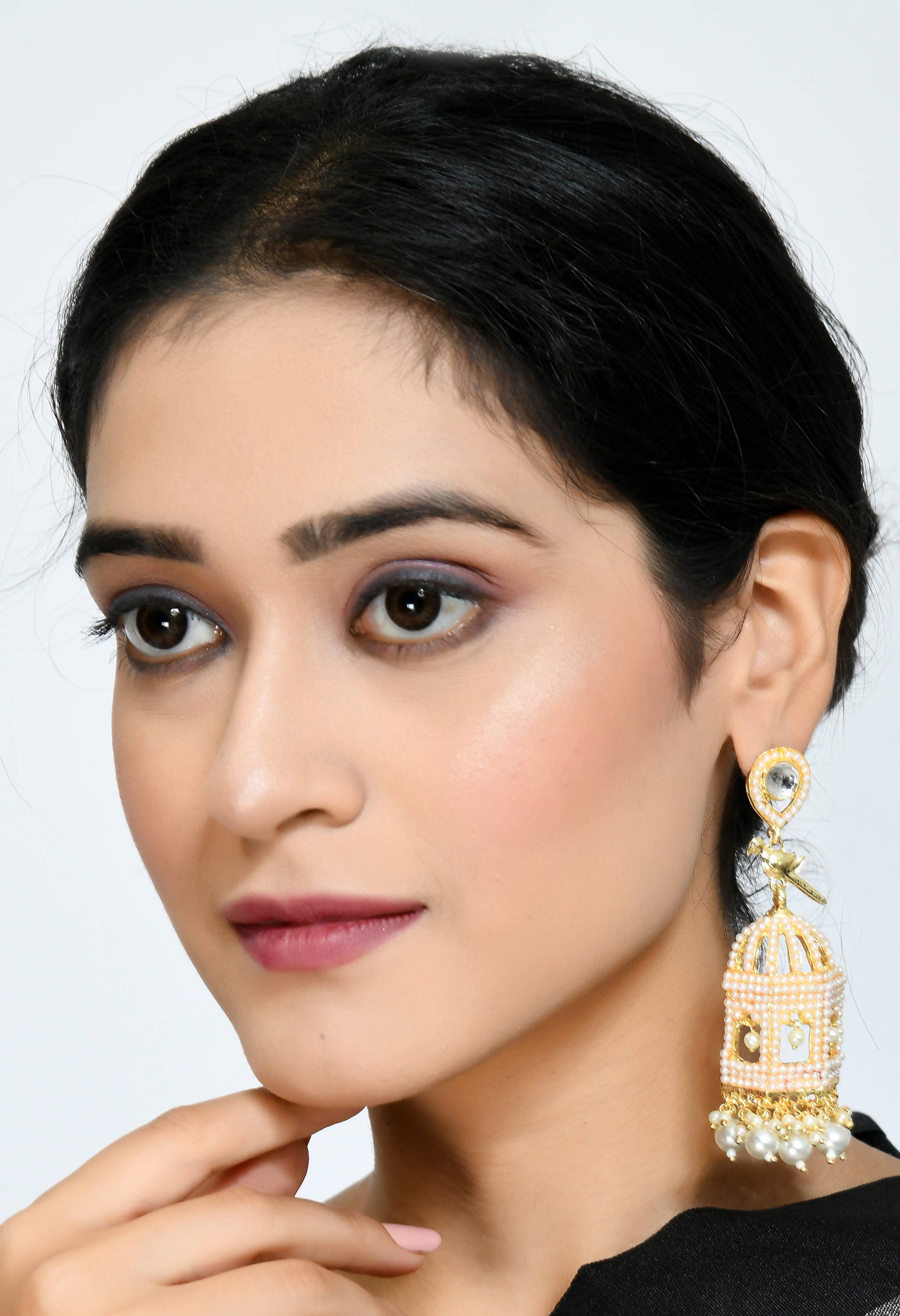 Mominos Fashion Johar Kamal Golden Color Bird Nest Earrings With Pearls - Grab2buy