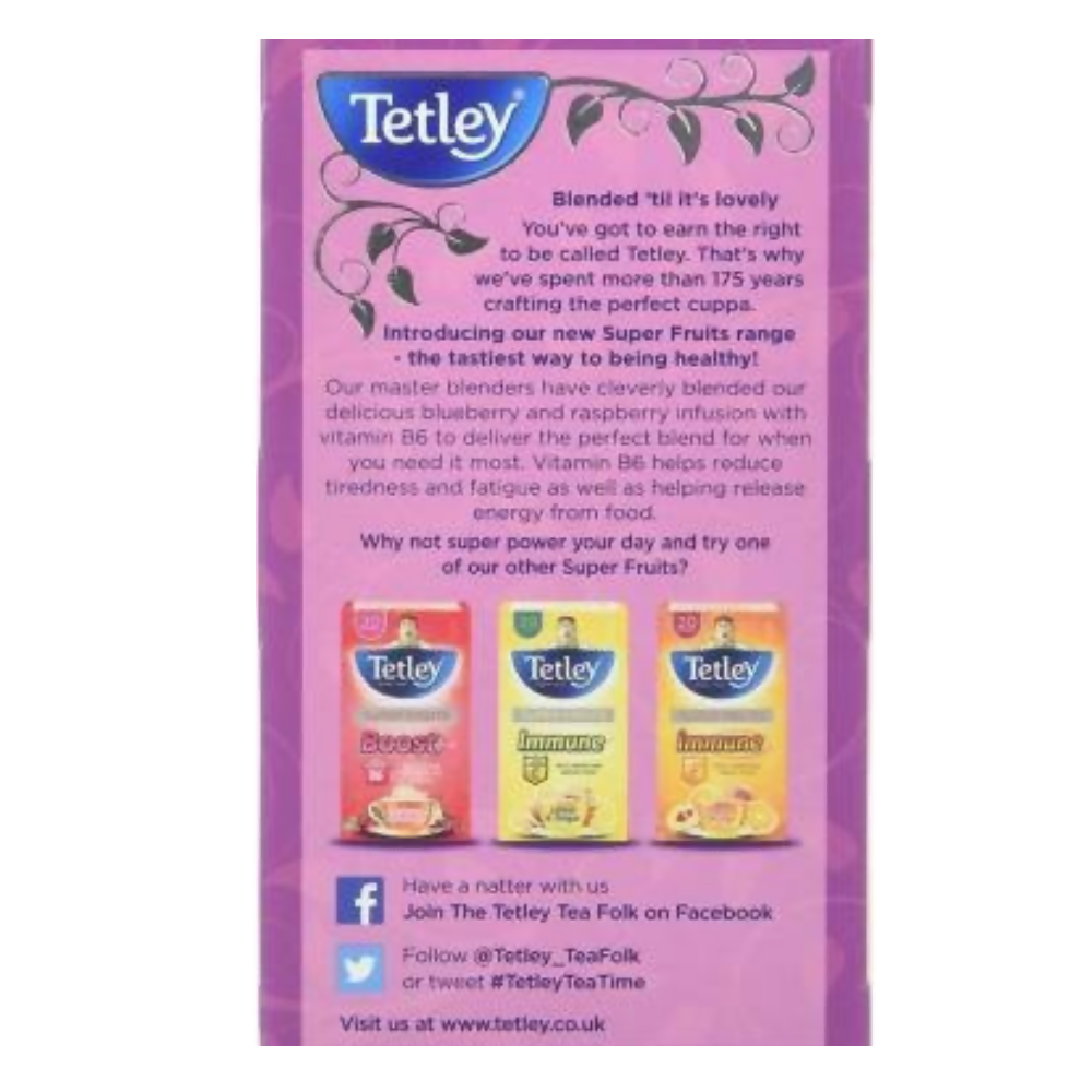 Tetley Super Fruits Boost With Blueberry & Raspberry Tea Bags  Grab2Buy Tetley Grab2Buy