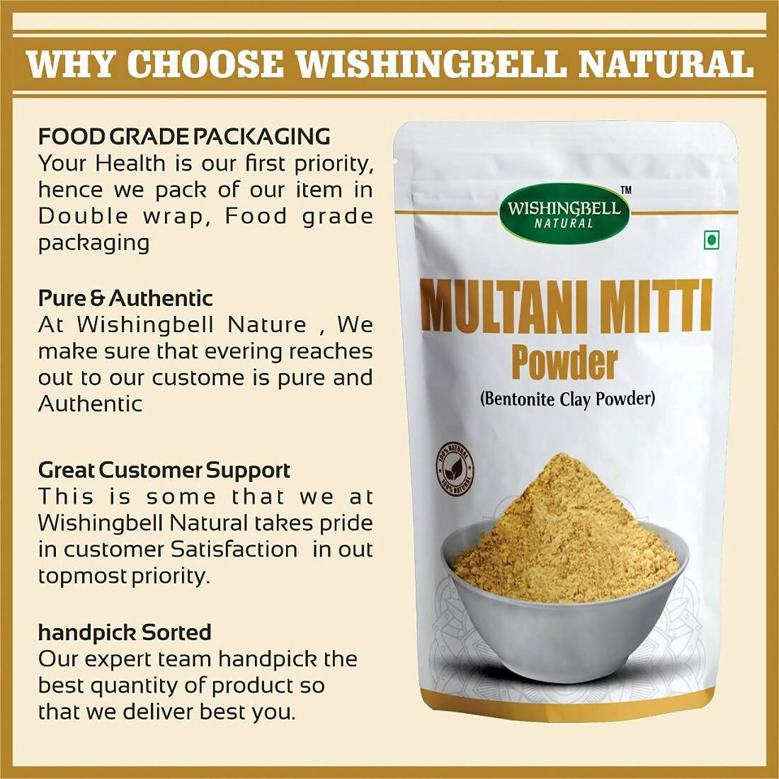Wishingbell Natural Multani Mitti Powder  Grab2Buy Wishingbell Natural Grab2Buy