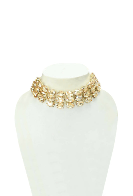 Mominos Fashion Johar Kamal Gold-Plated Finish Stone Choker For Women (Golden) - Grab2buy
