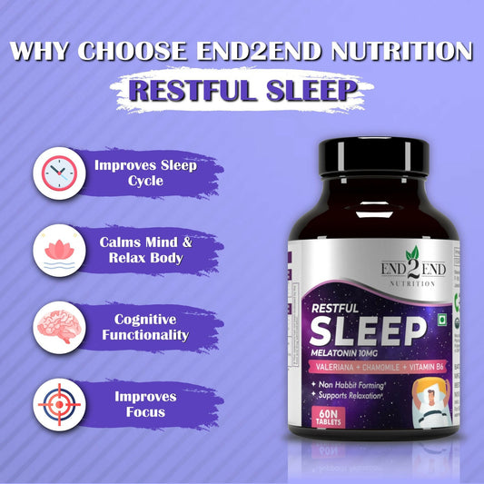 End2End Nutrition Restful Sleep Melatonin Tablets 