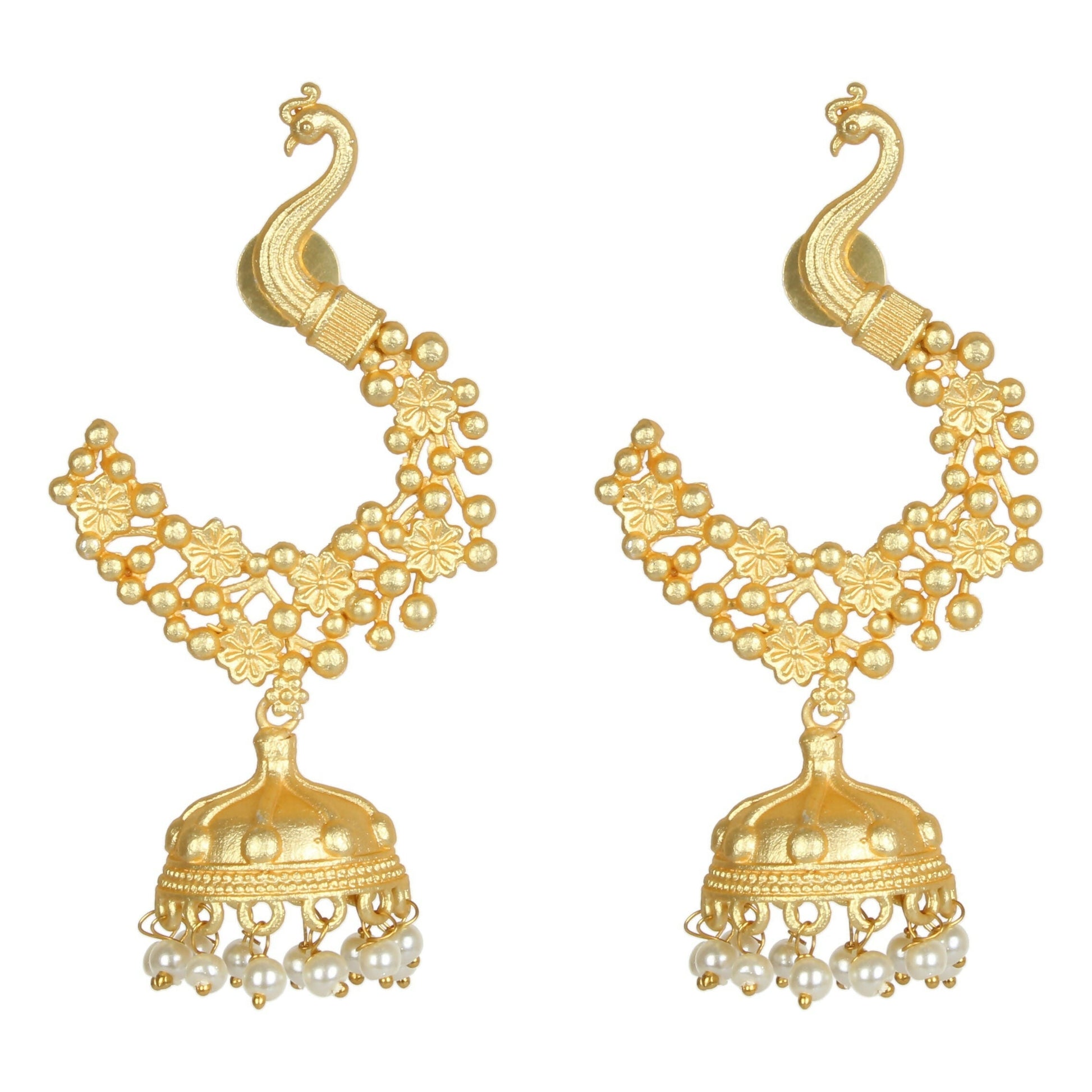 Joban Fashion Women Matte Gold Brass Jhumka | Swadesiicart