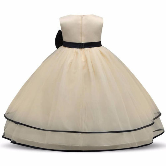 Asmaani Baby Girl's Gold Color Satin A-Line Maxi Full Length Dress (AS-DRESS_22059) - Grab2buy