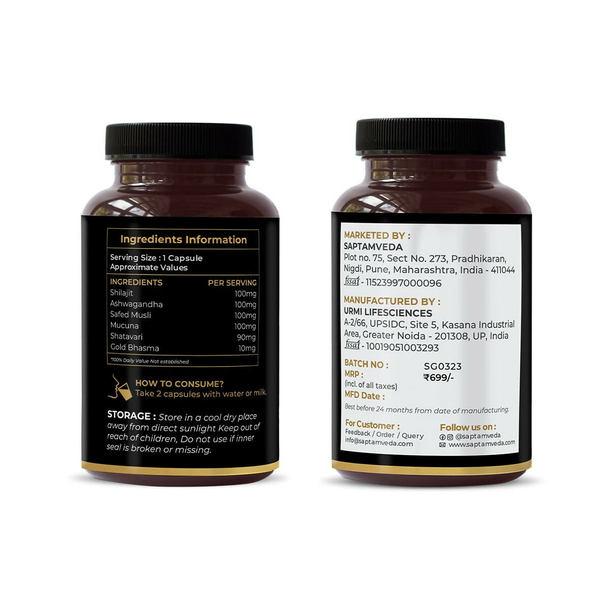 Saptamveda Natural SJ Gold Capsules - Grab2buy